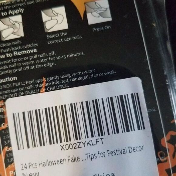 Halloween Press-On Nails 24 Pc Set Magic Fingertips Black & White - Picture 6 of 8